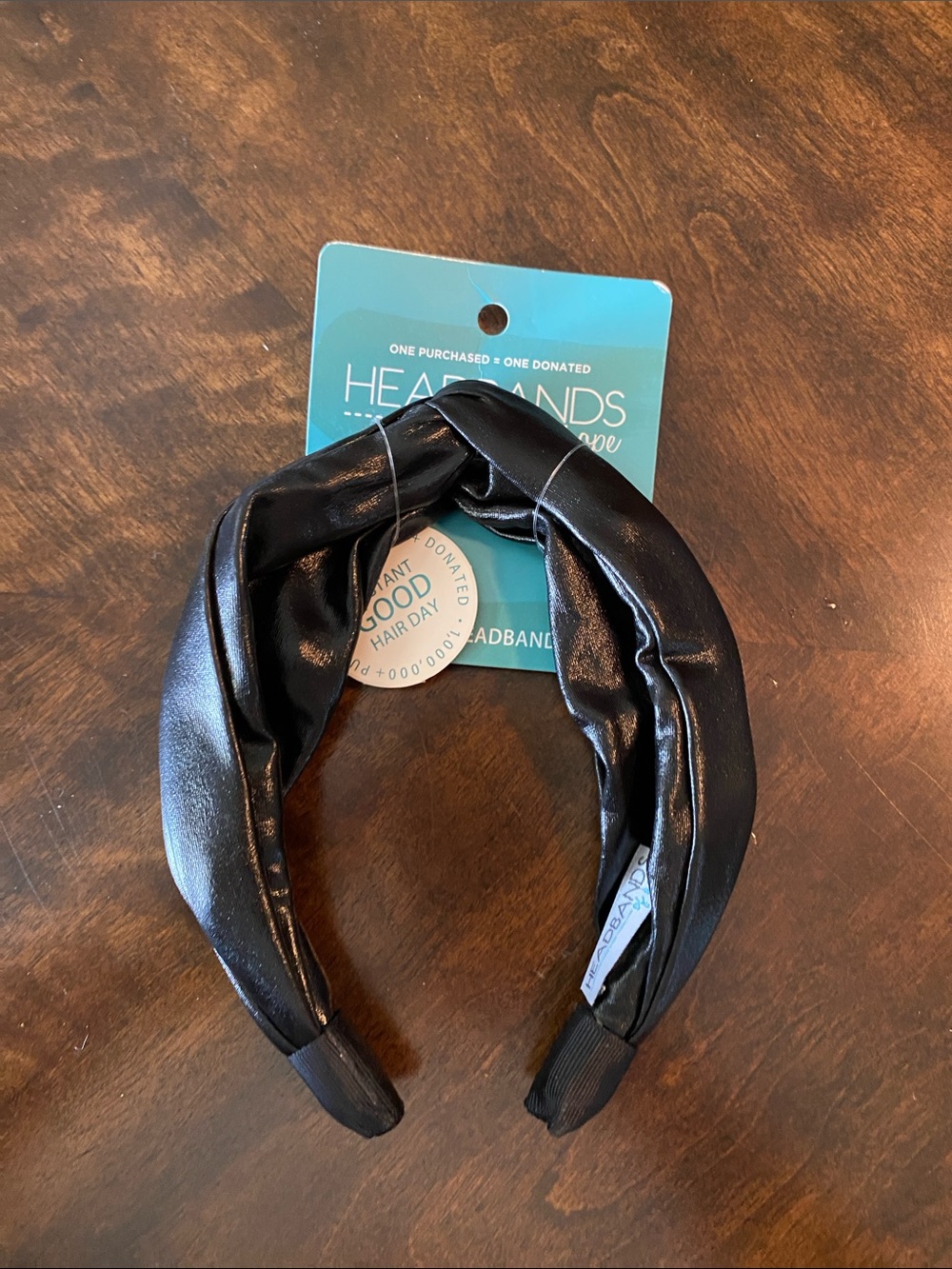 NWT Headbands of Hope Black Faux Leather Headband